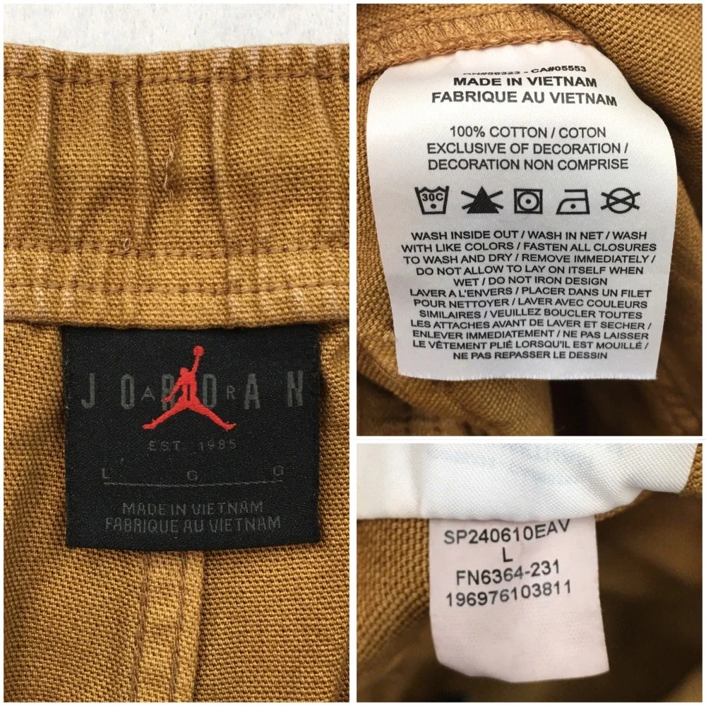 Jordan Flight Chicago Cargo Pants Mens Large Brown‎ Canvas FN6364-231 Utility